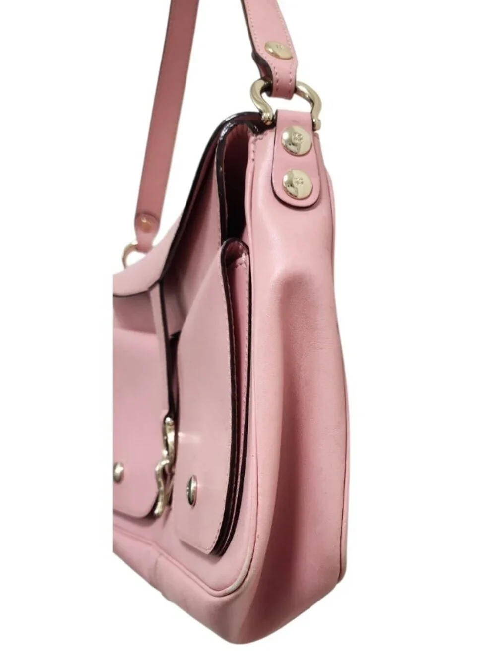 Kate Spade New York Pink Leather Shoulder Bag Purse Gold Hardware Y2K Vintage